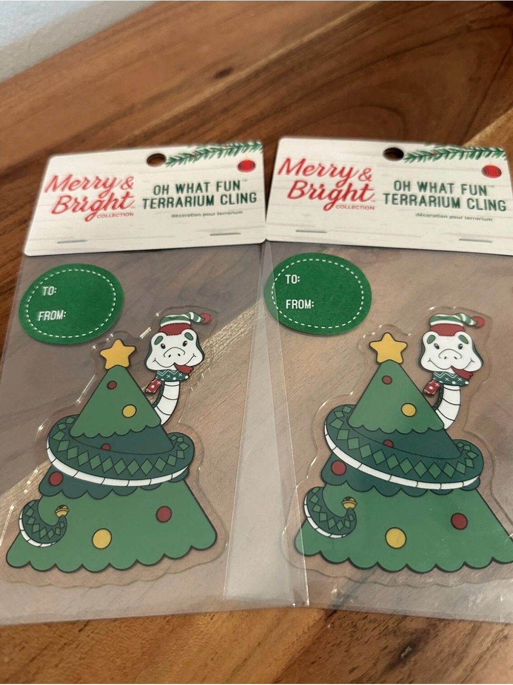 Petsmart Set Of 2 Christmas Oh What Fun Snake Terrarium Clings - Picture 2 of 5